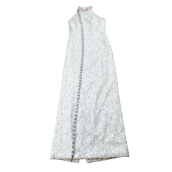 St. Tropez Wedding Dress Sz. 10 Ivory Halter Pearl Beaded Lace with Sweep Train - Picture 7 of 14